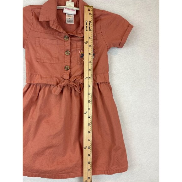 Little Lass Button-Up Dress Girls Size 5 Embroidered Floral - Picture 4 of 7